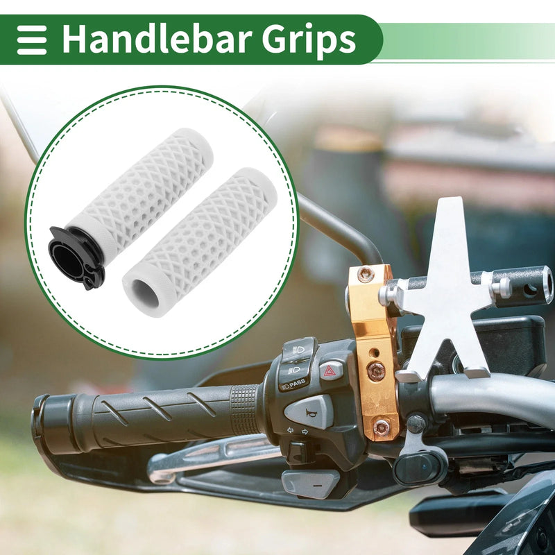 Handlebar TPU White Grips 7/8" 22mm Motorcycle Hand Grips Cover Kit