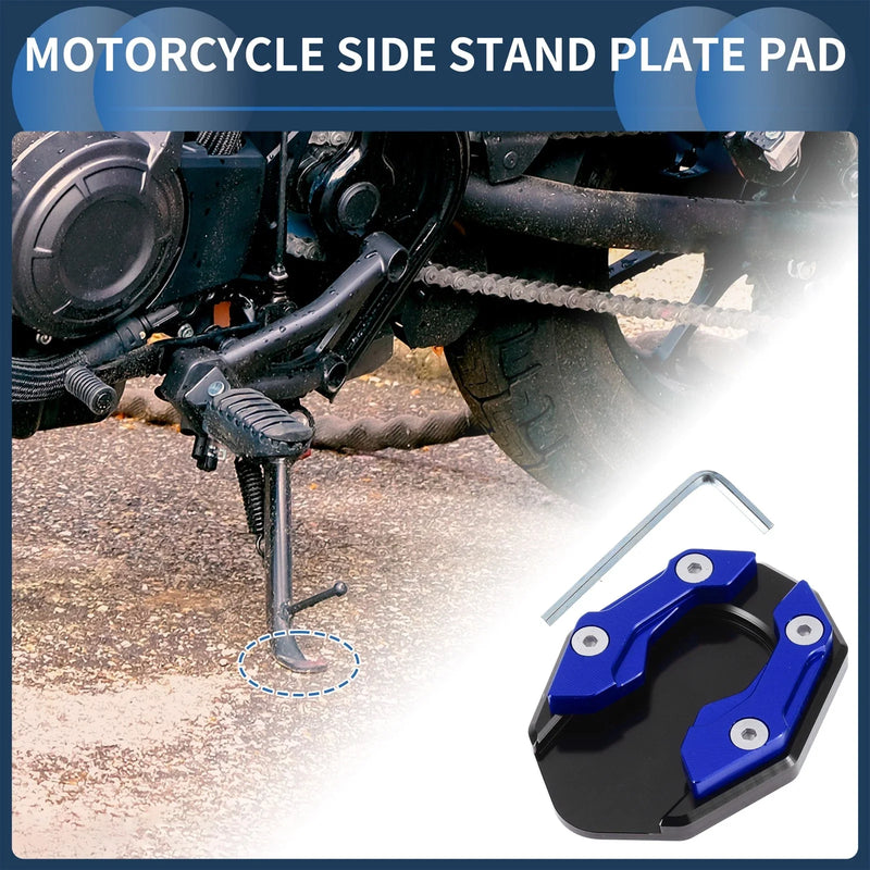 Motorcycle Side Stand Plate Pad / 1 Set / Aluminum Alloy Blue
