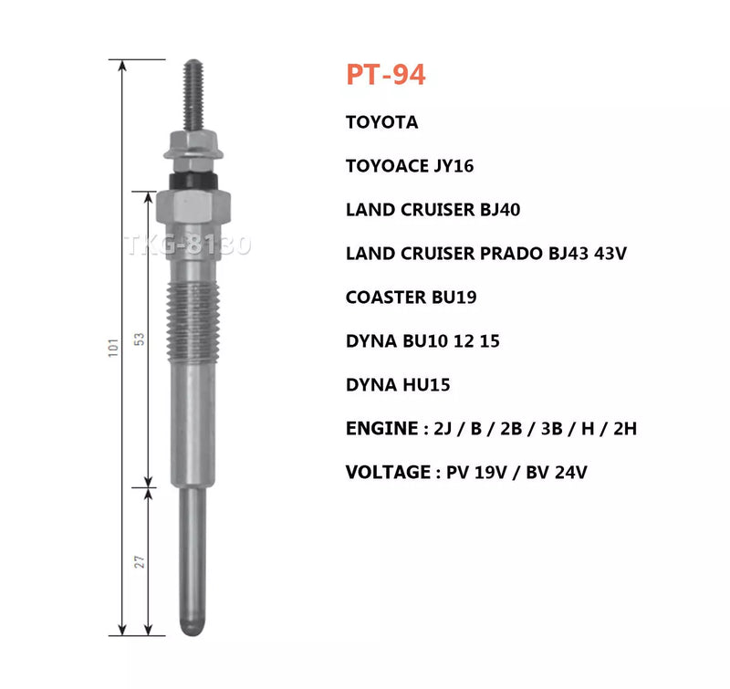 Toyota Toyoace, Land Cruiser, Prado, Dyna, Coaster 4 x Glow Plugs (2000-2023)
