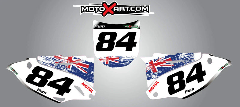 Kawasaki KXF 450 AUSSIE PRIDE Custom Number Plate Stickers (2013-2015)