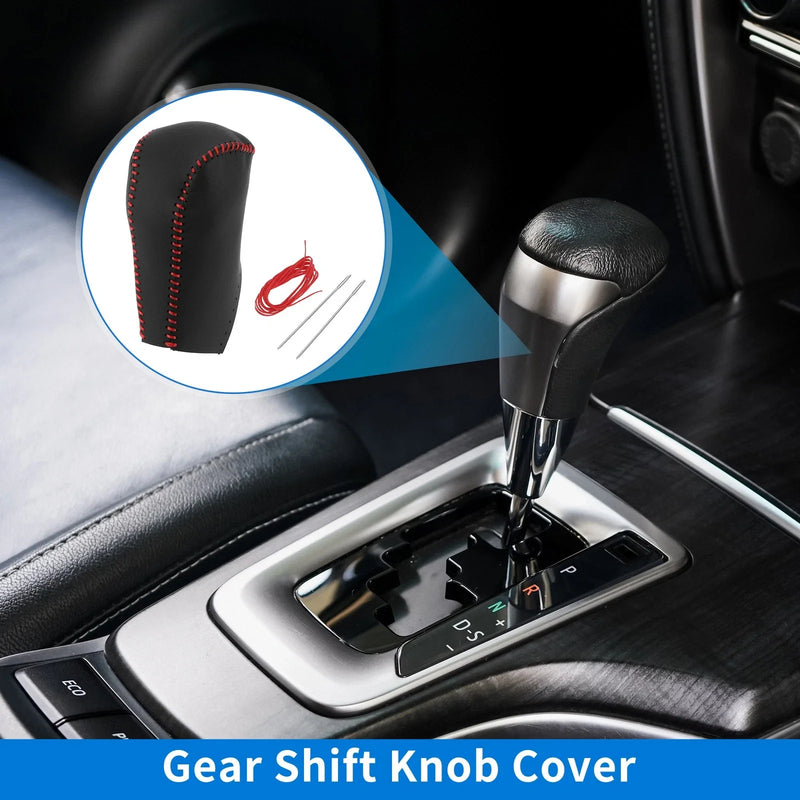 Toyota RAV4 (2013-2016) Black Red Faux Leather Car Gear Shift Knob Cover