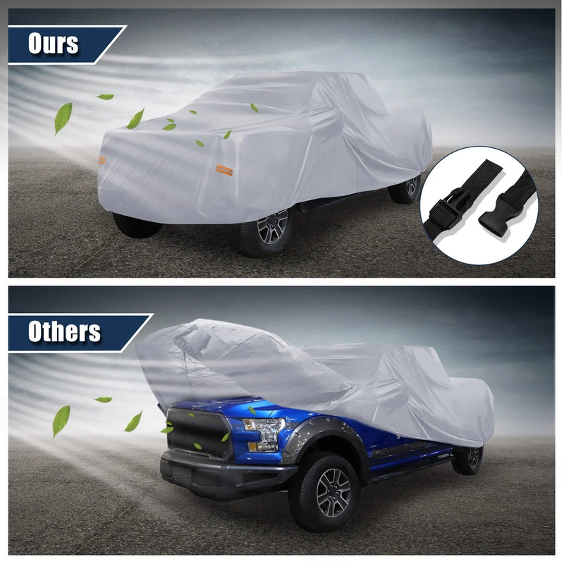 Ford F150 Crew Cab 4 Door (2004-2021) Gray Sun Rain Protection Pickup Truck Cover