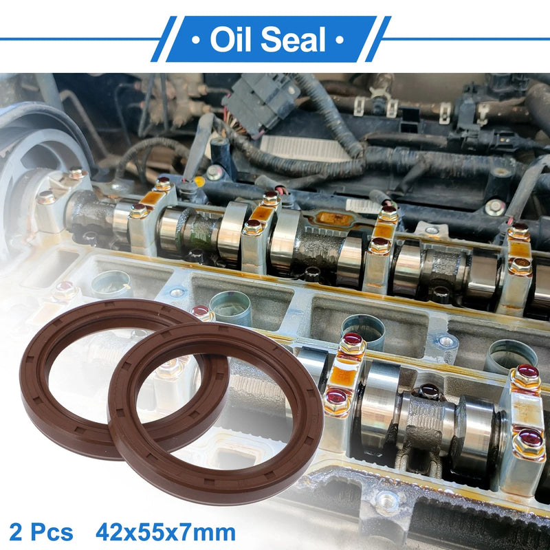 Car Oil Seal / 2 x 42x55x7mm / Rotary Shaft Seal FKM Rubber Brown