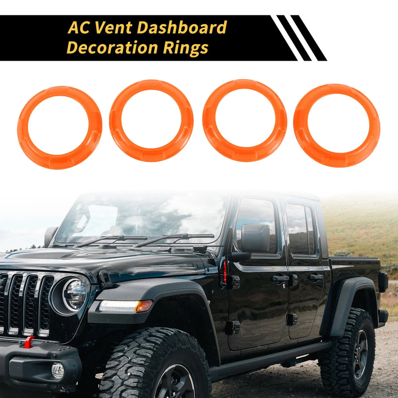 Jeep Wrangler JK JKU (2011-2017) Orange AC Vent Dashboard Decoration Rings