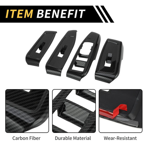 Ford Ranger Carbon Fiber Front Door Window Switch Panel Set (2019-2023)
