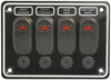 12V 4 Switch Panel Weatherproof Horizontal Black Textured Alloy Pre-Wired