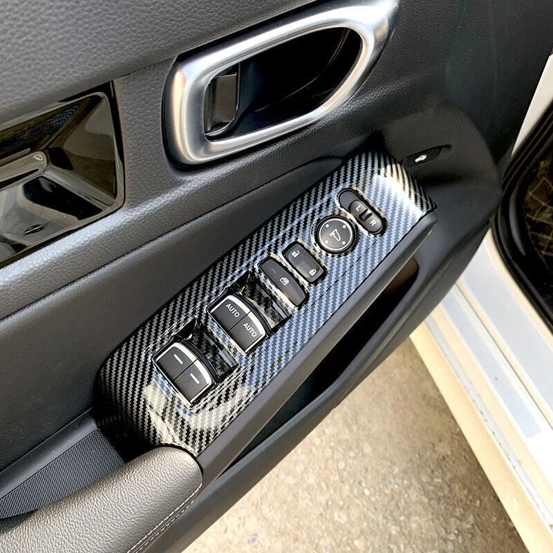 Honda Civic 4Pcs Carbon Fiber Window Switch Cover Trim (2022–2024)