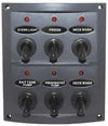 Boat Caravan Switch Panel 12V LED 6 Gang Dark Grey Waterproof Red Lights