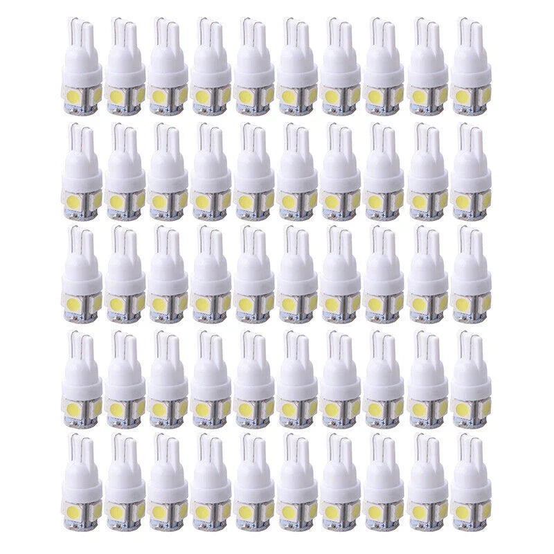 Car 50PC White T10 Wedge Canbus ERROR FREE 5050 5SMD LED Light Bulbs