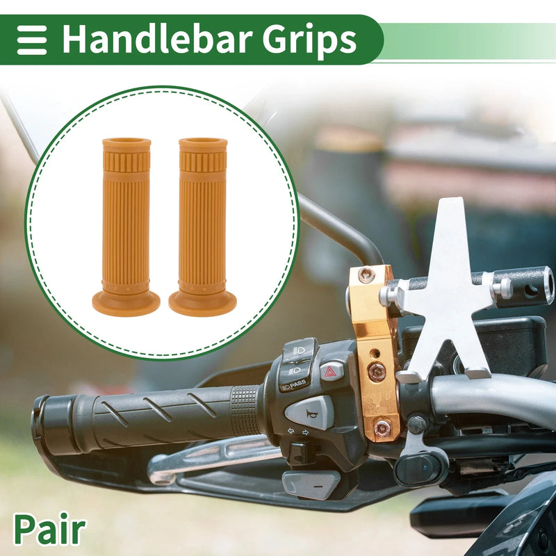 Motorcycle Hand Grips Cover 25mm Handlebar TPU Brown Yellow