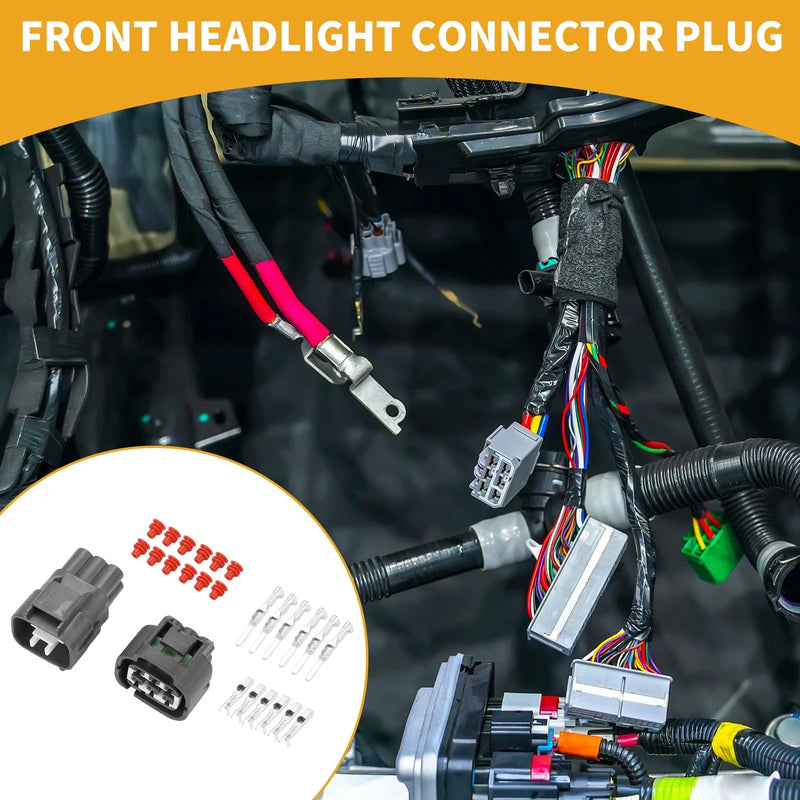 Toyota 6 Pin Front Headlight Connector Plug Plastic Black