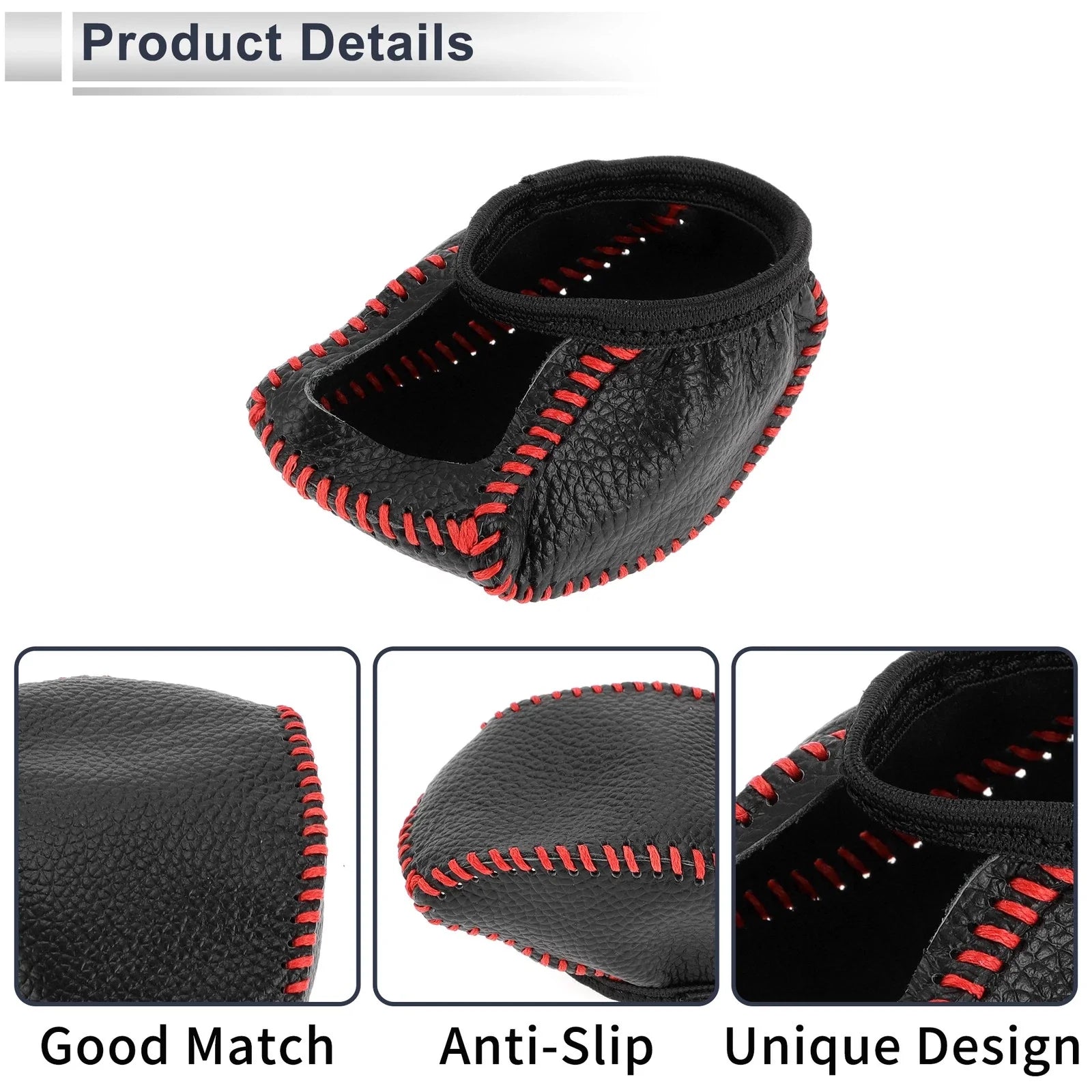 Car Gear Shift Knob Cover for Toyota RAV4 2019-2024, Pebbled Black Red