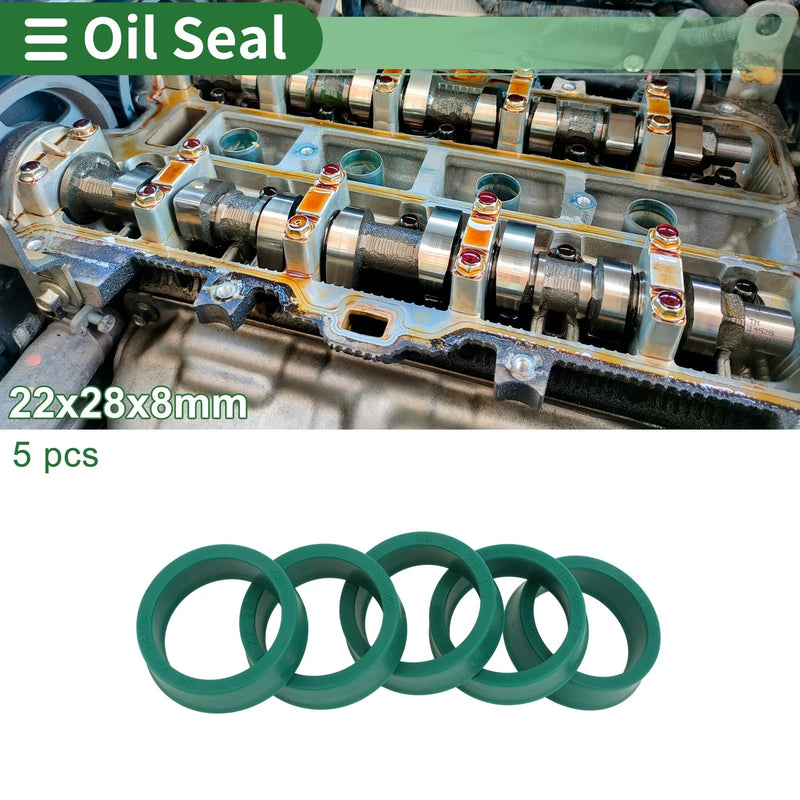 Car Oil Seal 22x28x8mm TPU Seal Ring High Pressure Green 5 Pcs