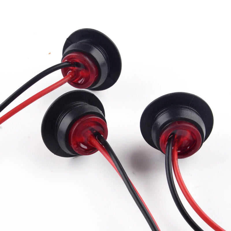 Car Truck Trailer 3/4" Red Round LED Side Marker Lights (2)