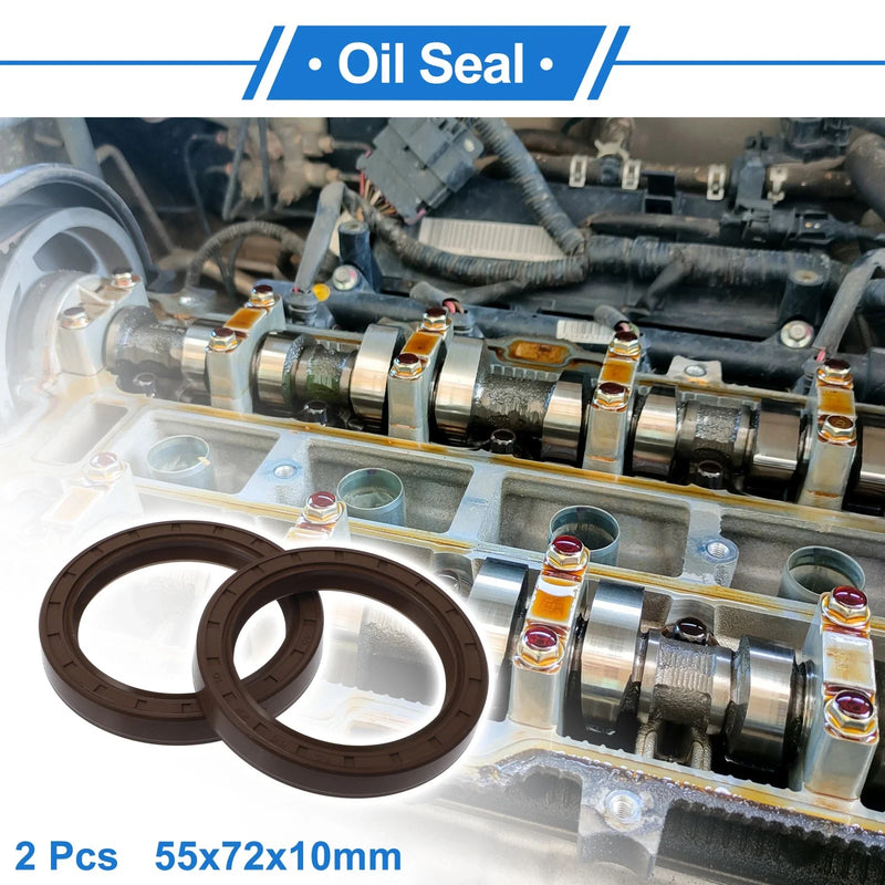 Oil Seal 55x72x10mm Seal Ring Rotary Shaft Seal FKM Rubber Brown 2 x