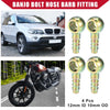 Car Motorcycle 4 x Banjo Bolt Hose Barb Fitting 12mm ID 10mm OD