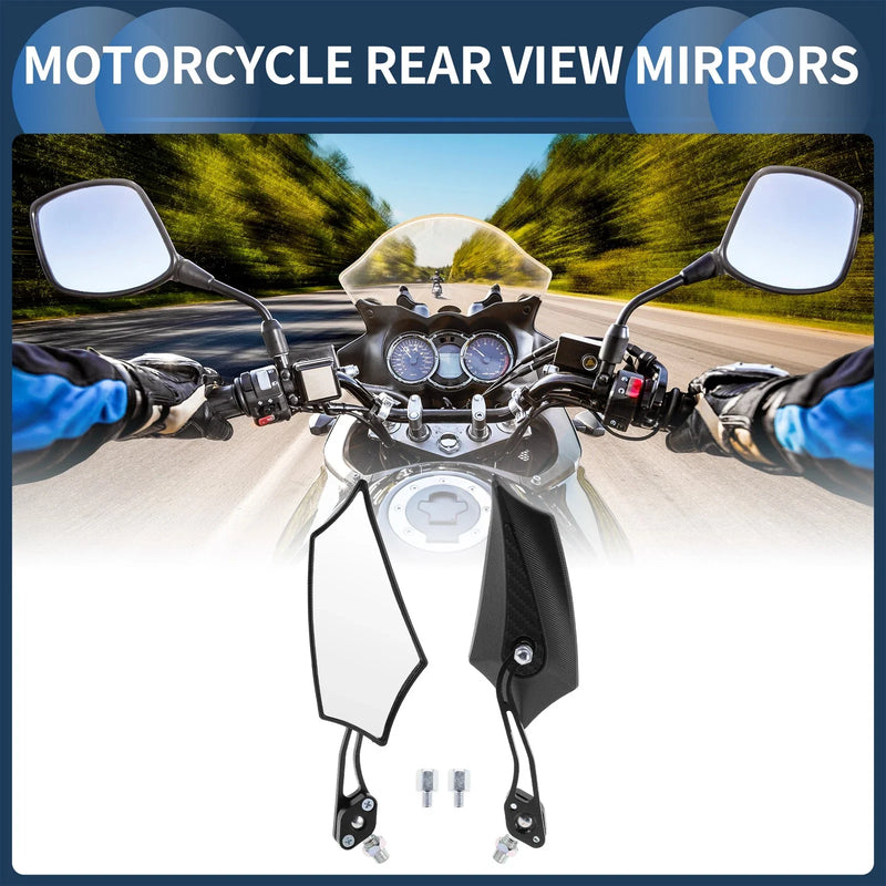 Motorcycle M8/M10 Rear View Mirror Handlebar Mirror Black Plastic 1 Set