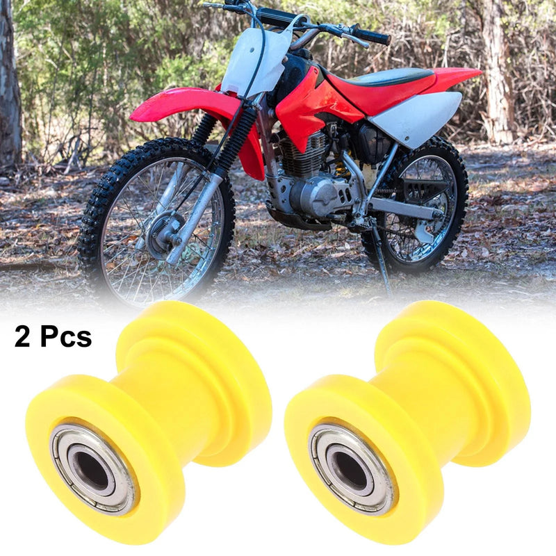 Motorcycle 2 x 8mm Chain Tensioner Roller Slider Pulley Wheel Idler