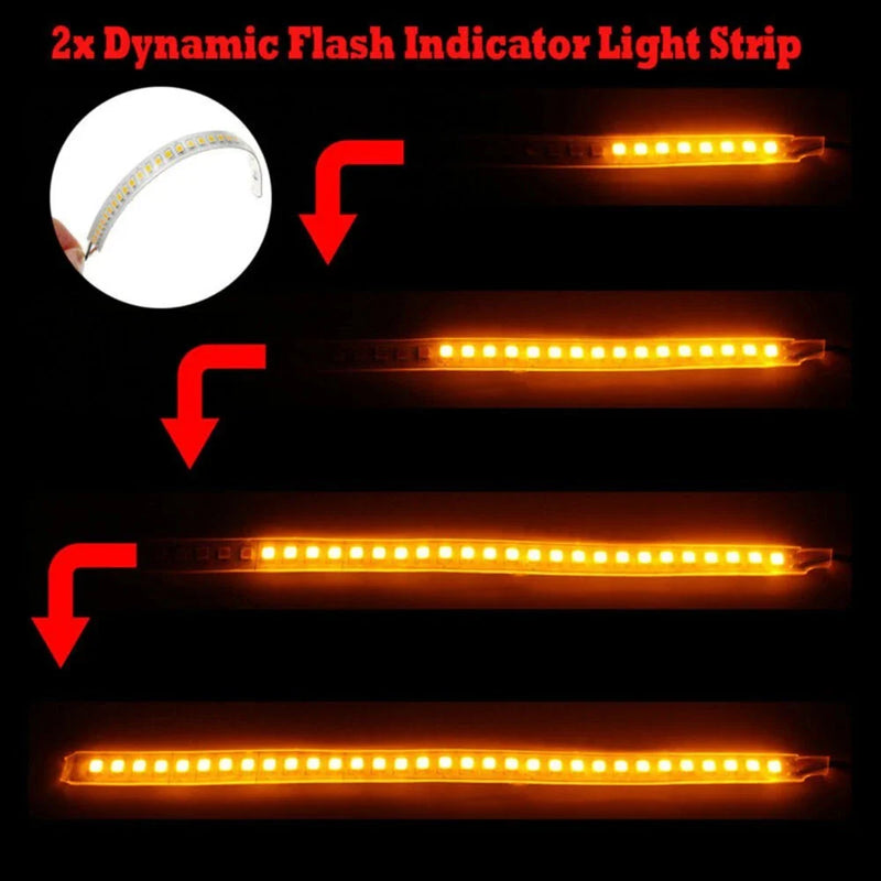All Cars 2x Dynamic LED Car Side Mirror Turn Signal Light Strip 18cm