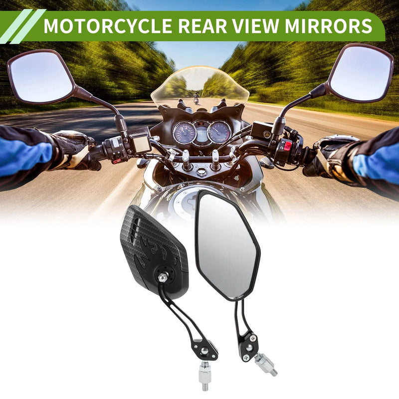 Motorcycle Mirror / 1set / Rear View Mirror Polygonal Carbon Black