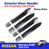 Exterior Door Handle BK Gloss Set 4 Fits Nissan Navara D40 4D Pickup 2005-14 D06