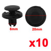 Honda Car Door Clips 20 x 8mm Black Plastic Rivets