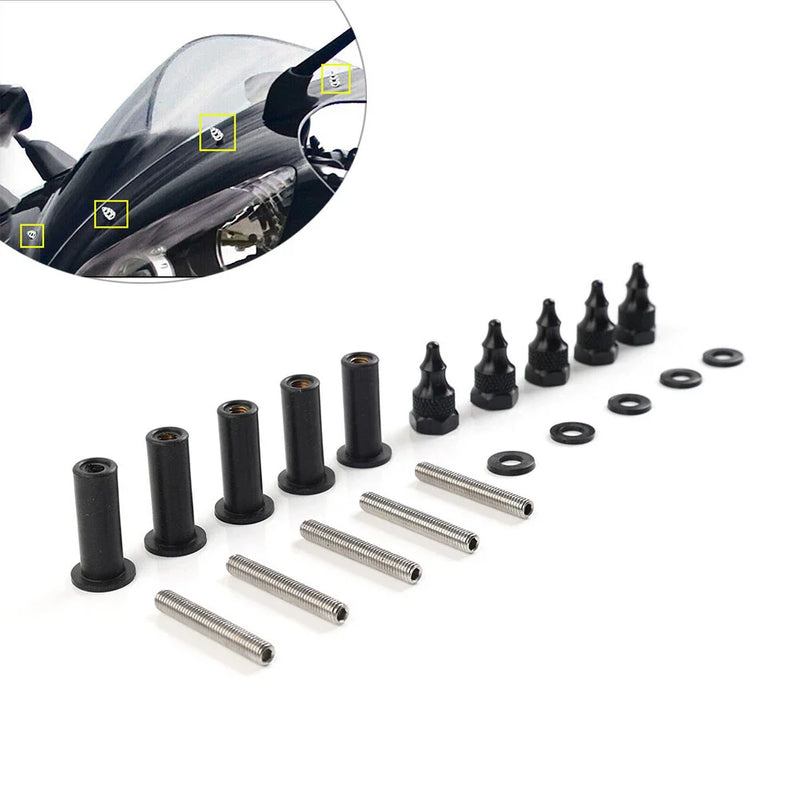 Harley Road Glide Black Windshield Well Nut Bolt Screws (2015-2023)