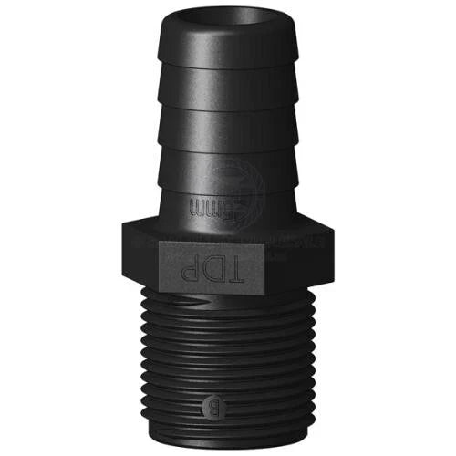 Black 25mm Fittings Trudesign Tail 25mm Straight Male Thread 1" BSP