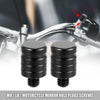 2pcs M8x1.25 Motorcycle Left Side Mirror Hole Plug Cap Screws Black