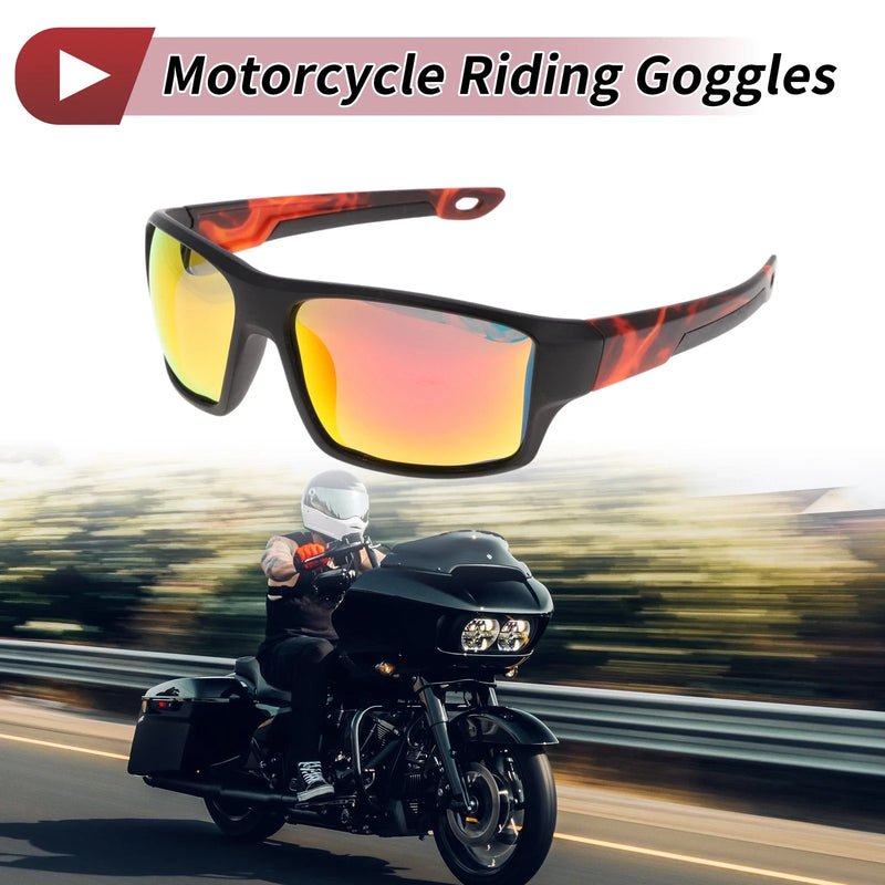 Motorcycle Riding Goggles 1 Pcs Red Lens Black Frame Cycling Sunglasses