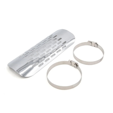 Make Model 7.2" Motorcycle Exhaust Muffler Pipe Heat Shield Cover Heel Guard Silver Tone