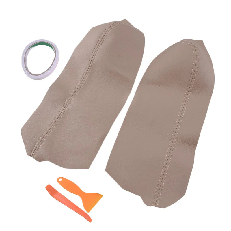 Toyota Prius Beige Tan Leather Door Panels Armrest Covers (2004-2009)