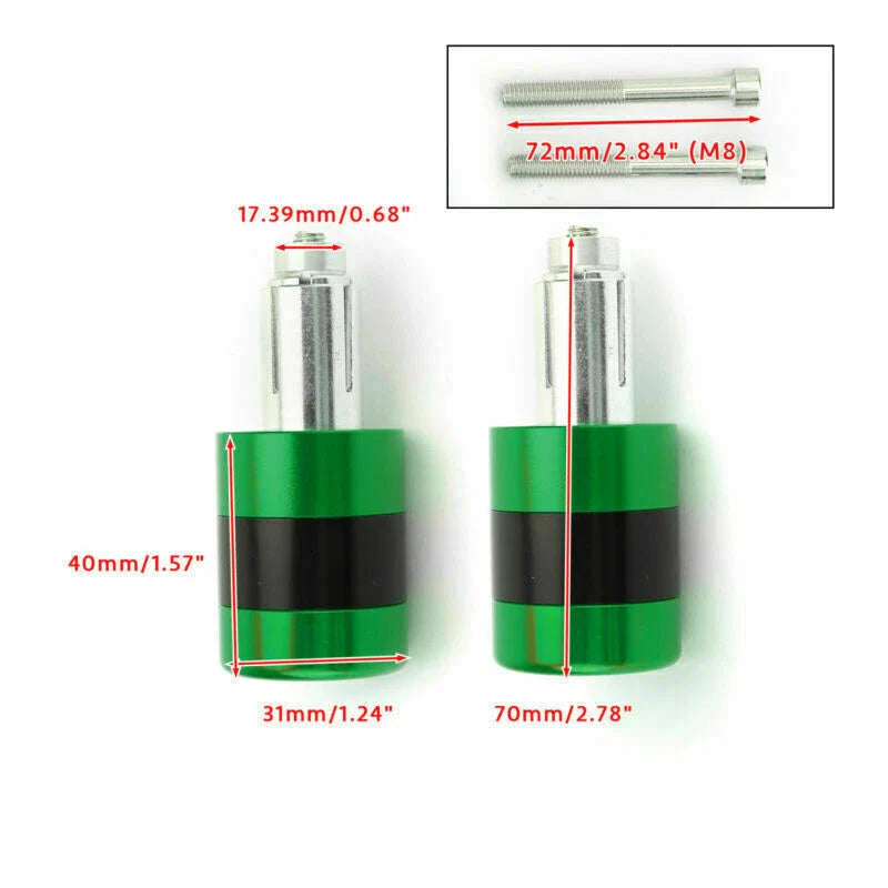 F2 22mm Aluminum Green Motorcycle Handlebar Weights