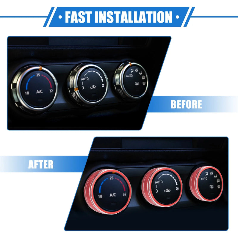 3x AC Switch Knob Cover Ring Decor Jeep Wrangler JK JKU (2011 - 2018)