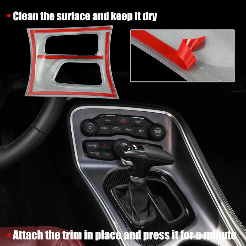 Dodge 1 Pc Carbon Fiber Black Central Gear Shift Panel Trim