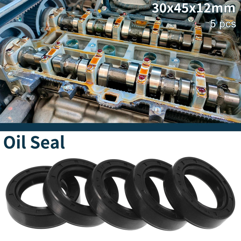 Make Model Oil Seal 30x45x12mm NBR Rubber Black 5Pcs