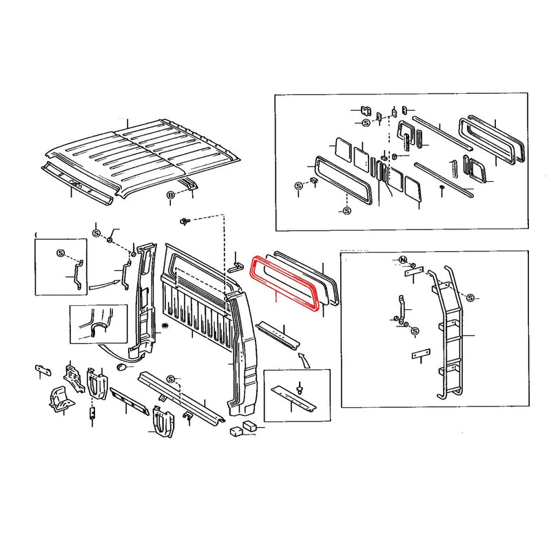 Toyota Dyna 150 Standard Cab 1984-1995 RR Windshield Weatherstrip