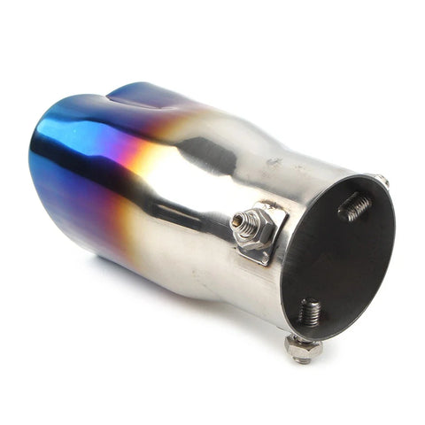 Car Blue Stainless Steel Heart Shaped Exhaust Pipe Tail Muffler Tip