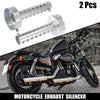 2 x 60mm Motorcycle Exhaust Silencer Exhaust Insert Muffler Pipe Silver Tone