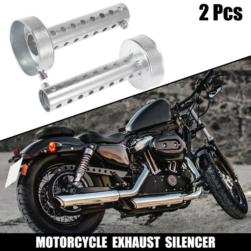2 x 60mm Motorcycle Exhaust Silencer Exhaust Insert Muffler Pipe Silver Tone