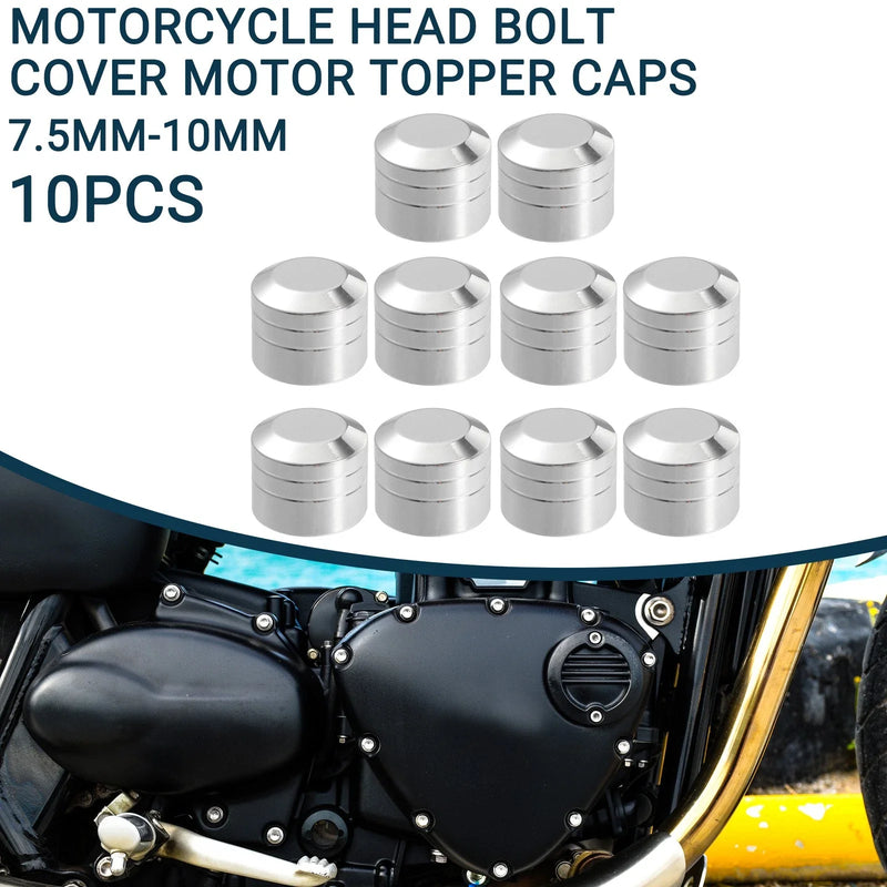 Motorcycle Flat Head Bolt Cover Caps 7.5mm-10mm 10 Pcs