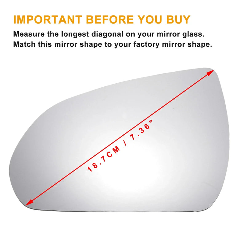 Hyundai I30 Left Side White Mirror Glass W/Back (2017-2022)
