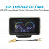 Car Truck 12V / 24V 3in1 LCD Oil Pressure, Voltmeter, Water Temp Gauge