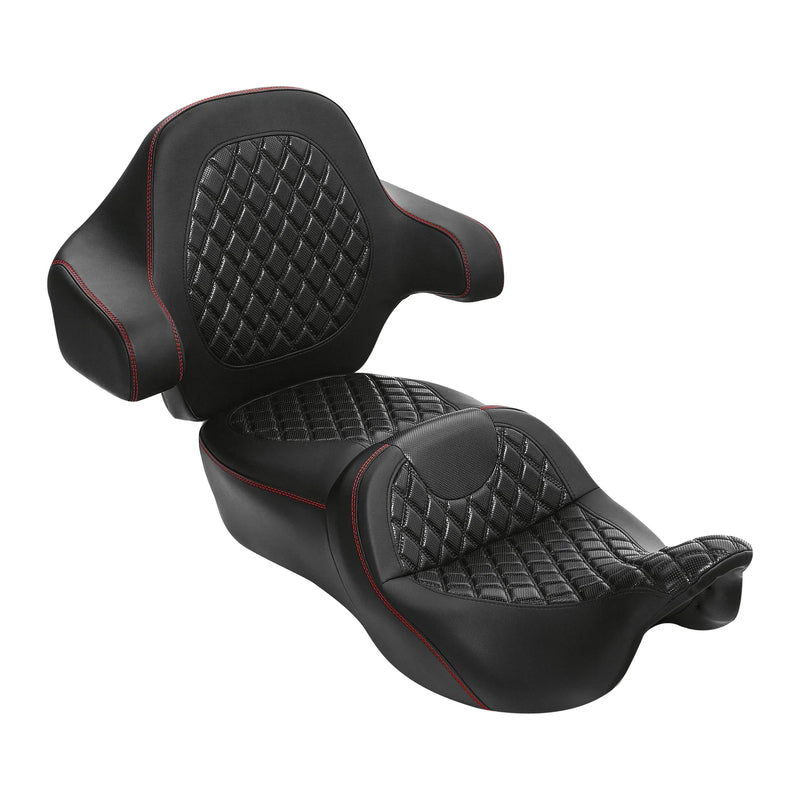Harley Touring Black+Red Driver/Passenger Seat Backrest (2014-2023)