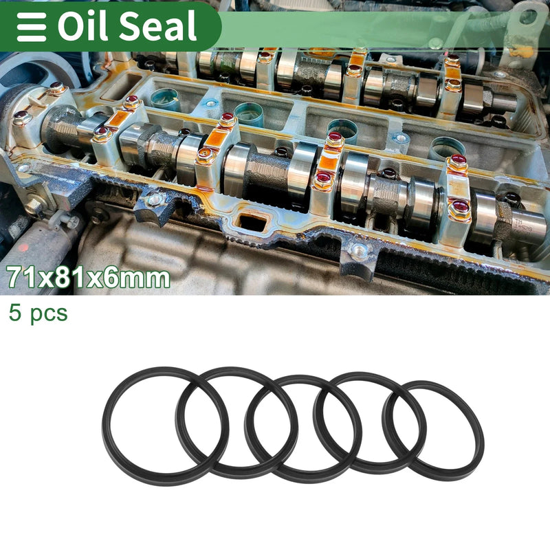 Oil Seal 71x81x6mm NBR Rubber Black 5 Pcs