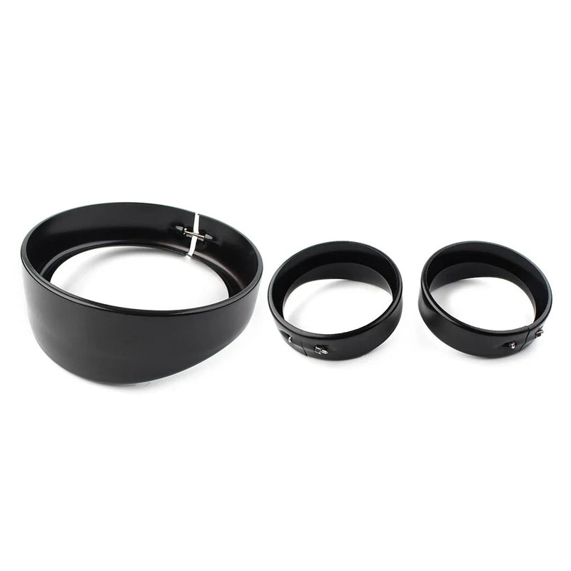 Harley Touring 7" 4.5" Fog Headlight Trim Ring Bezel Visor Cover