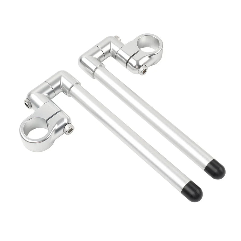 Universal Cafe Racer 7 / 8" Fork Tube Silver 37MM Clip-On Handlebar