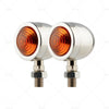 Motorcycle Universal Lamp 4 x Chrome Amber Bullet Turn Signal Indicators