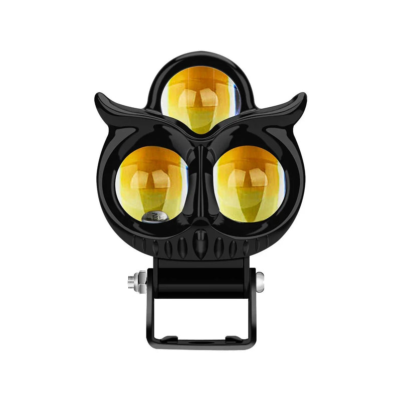 Motorcycle LED Headlight Spotlights Owl Design White Yellow High Low Beam Lamp