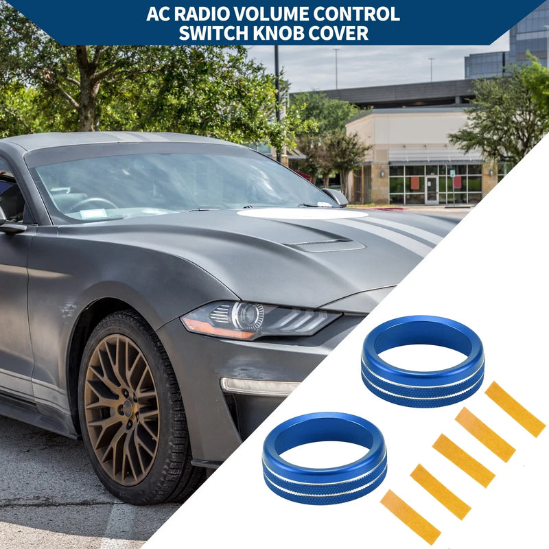 Ford Mustang (2015-2021) - 2 Pcs Blue Radio Audio Tune Switch Knob Cover